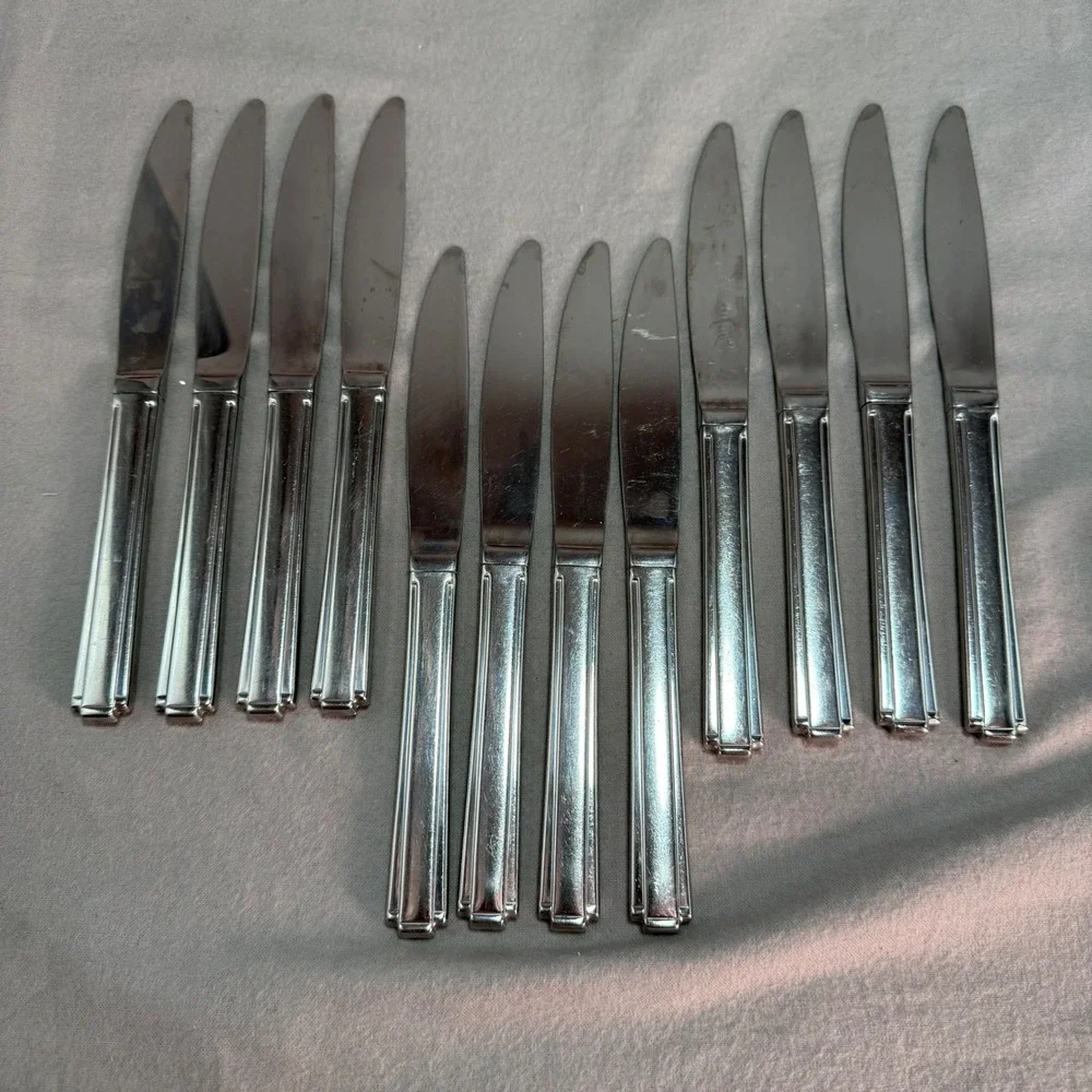 Oneida Etage 12pc Place / Dinner Knives 18/10 Stainless Steel 2529 Post Modern